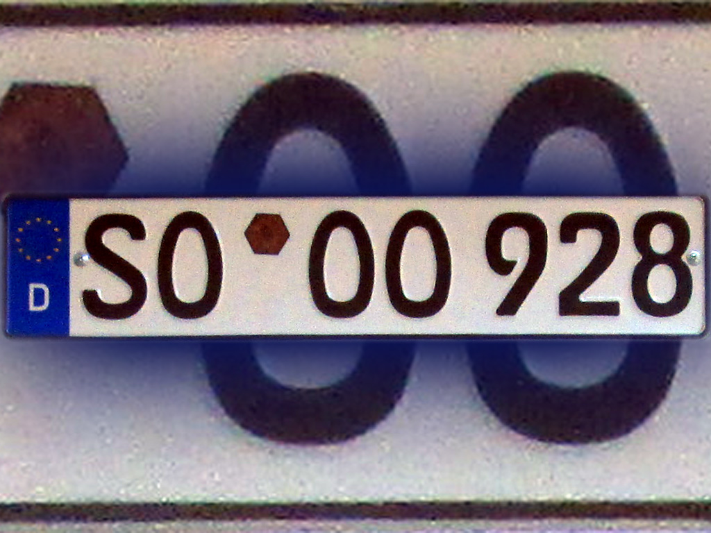 SO OO 928, License plate without vehicle 